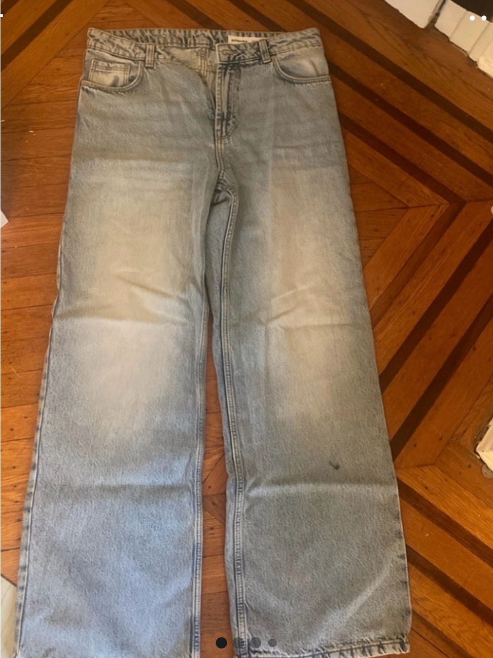Bershka Light Blue Wide-Leg Jeans